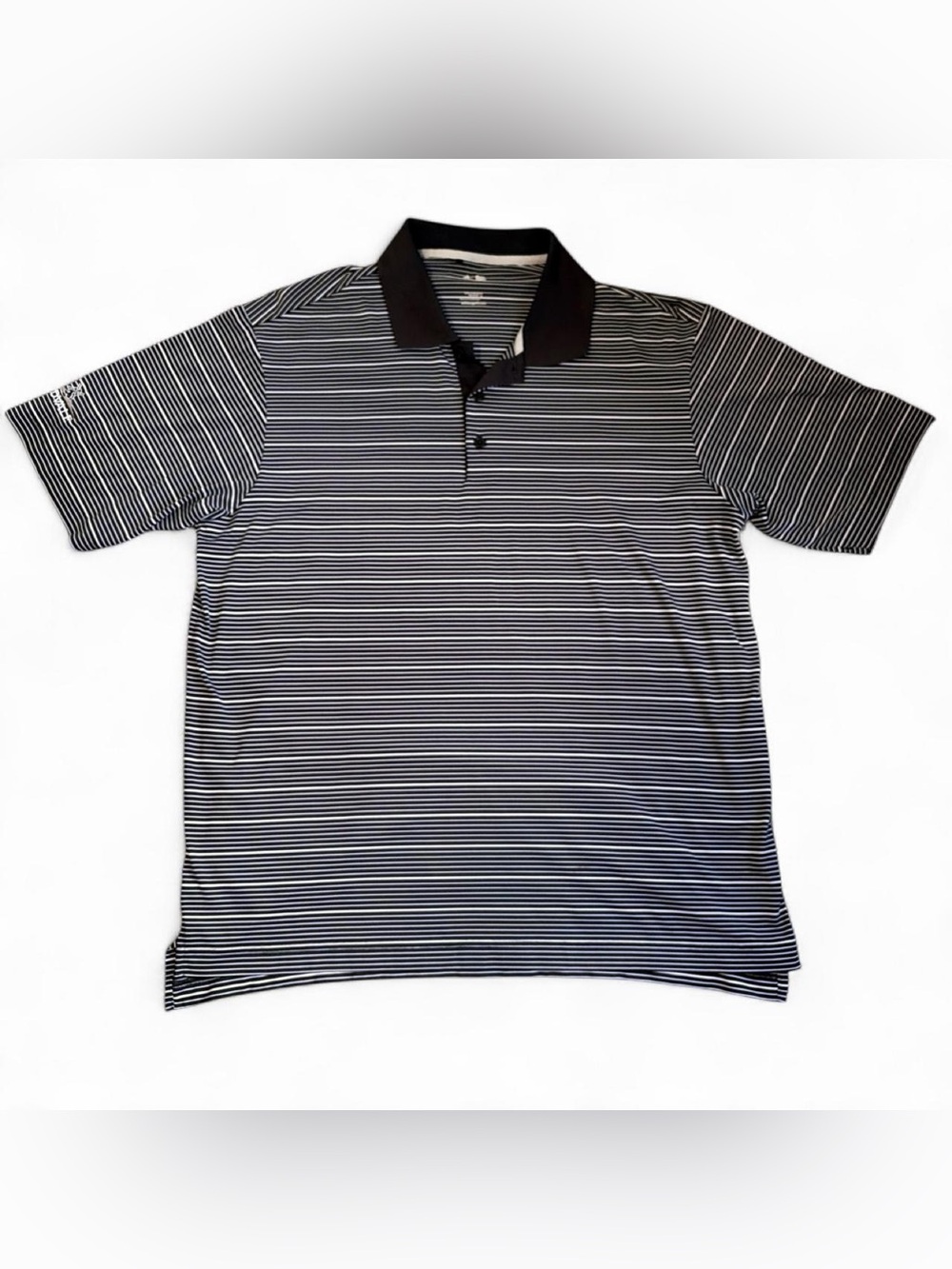 Men's Black and White Striped Polo Golf Shirt